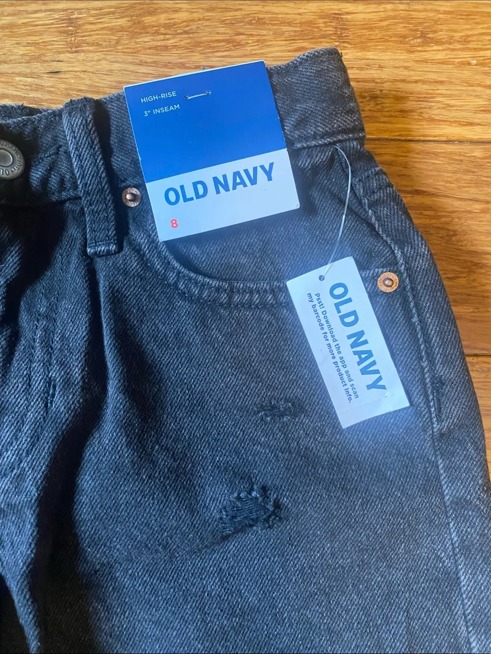 Old Navy Black Distressed Denim Shorts